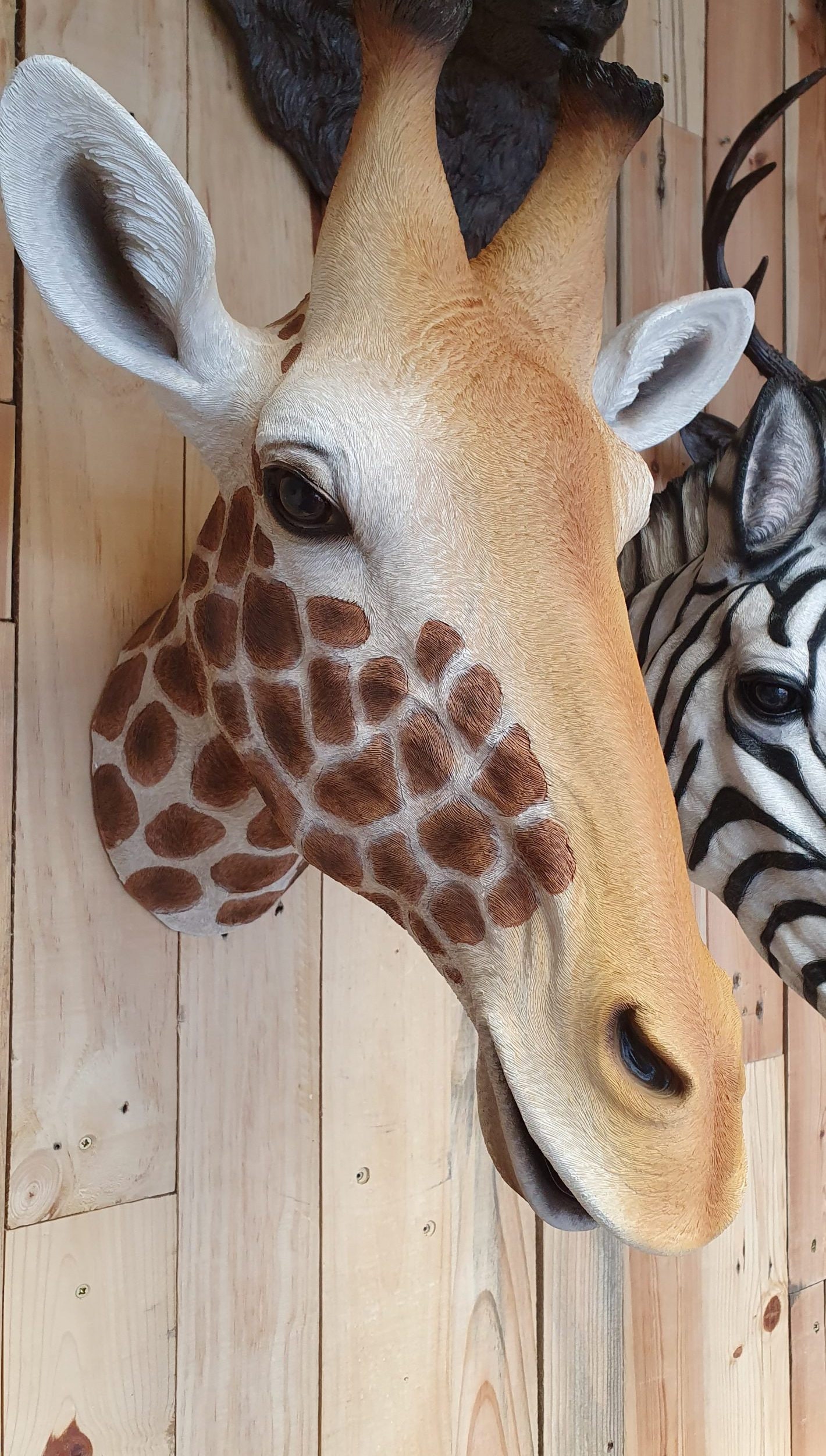 Resin Giraffe Wall Head, Realistic Animal Wall Mount
