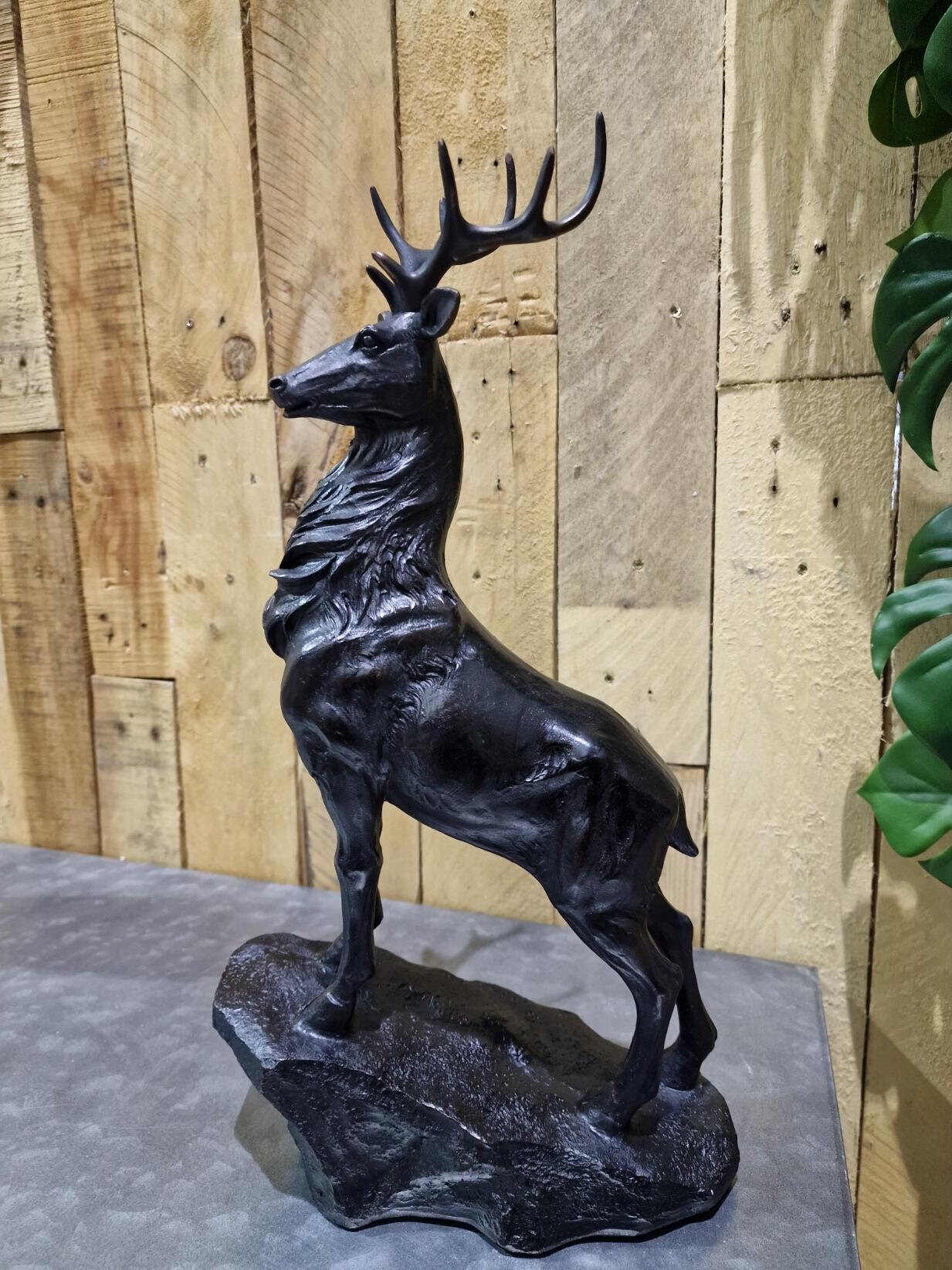 Stag on Plinth Ornament Decoration Deer Animal Sculpture